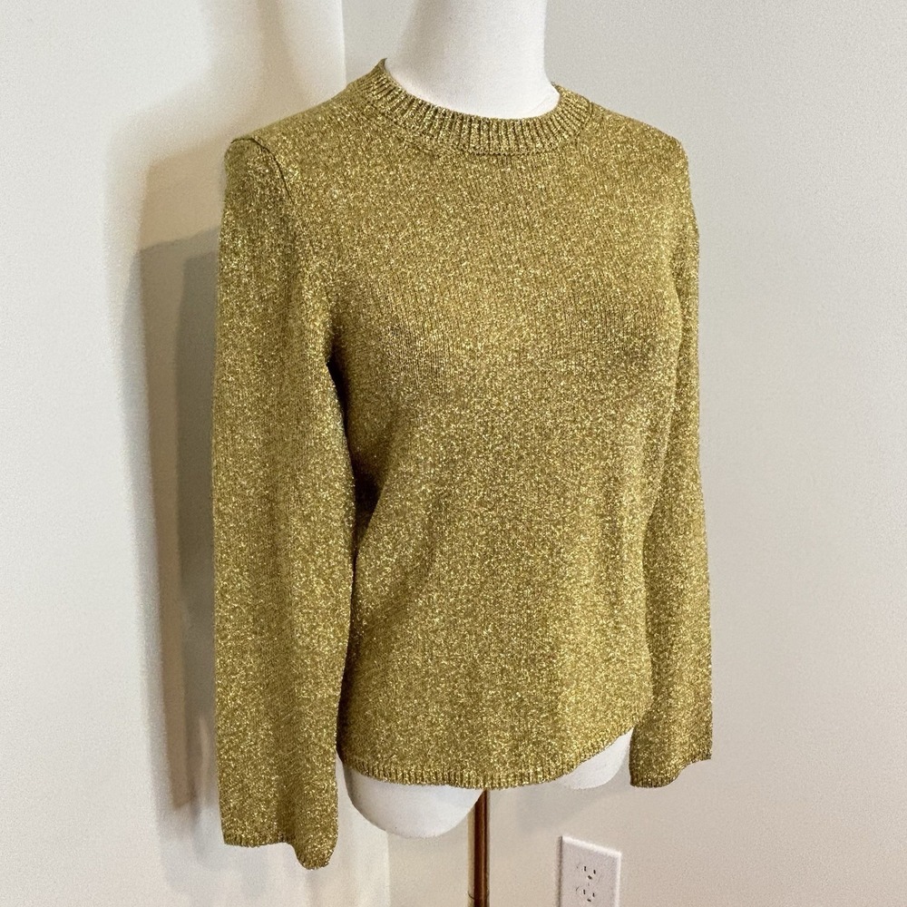 NWT Comme des Garçons Gold Metallic Knit Sweater Japan Shimmer Crew RN-N506 XS